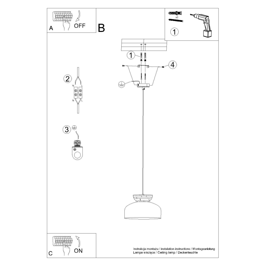 Lustr na lanku MARION 1xE27/15W/230V pr. 29,5 cm bílá