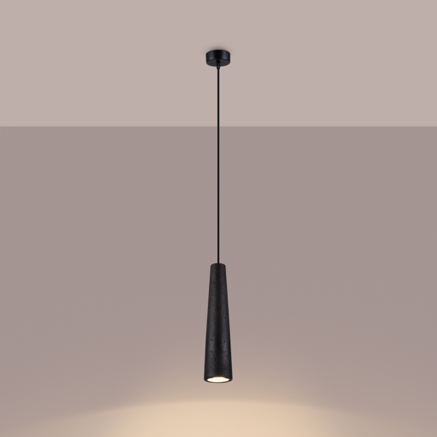 Lustr na lanku ELECTRA 1xGU10/10W/230V beton/černá