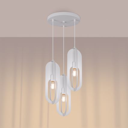 Lustr na lanku NICUS 3xE27/15W/230V bílá