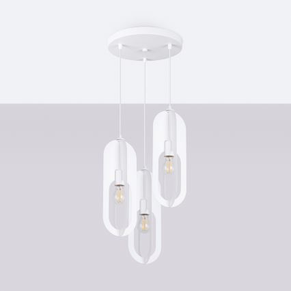 Lustr na lanku NICUS 3xE27/15W/230V bílá