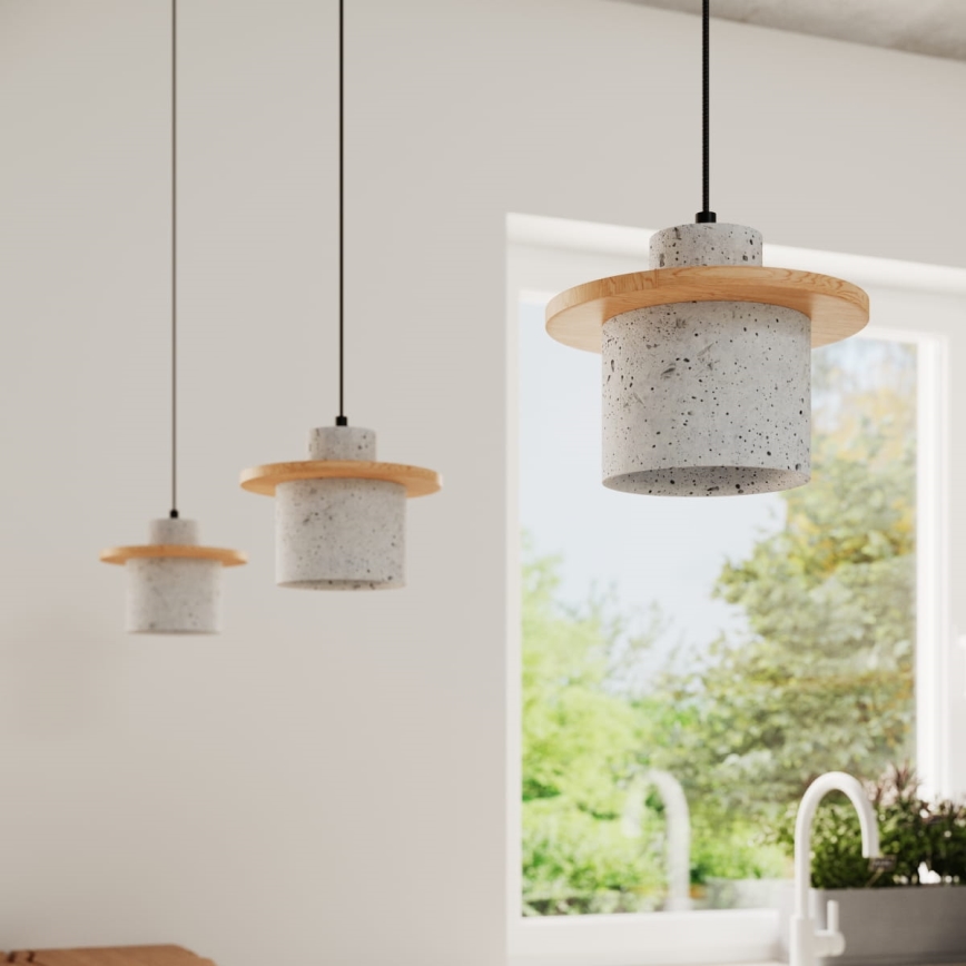 Lustr na lanku MAB 1xE27/15W/230V pr. 22 cm beton/šedá