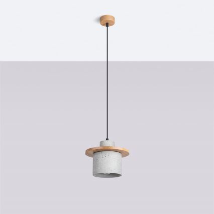 Lustr na lanku MAB 1xE27/15W/230V pr. 22 cm beton/šedá