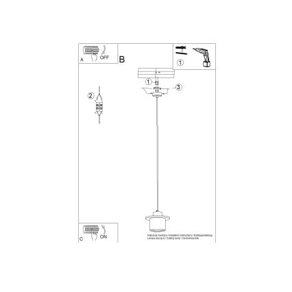 Lustr na lanku MAB 1xE27/15W/230V pr. 22 cm beton/šedá