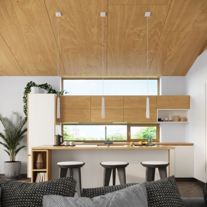 Lustr na lanku PRYSM 1xG9/8W/230V bílá