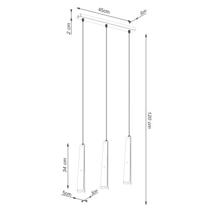 Lustr na lanku PRYSM 3xG9/8W/230V černá