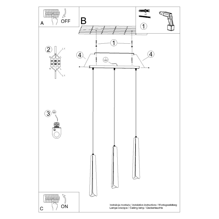 Lustr na lanku PRYSM 3xG9/8W/230V černá