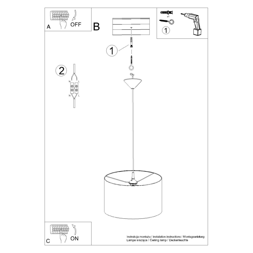 Lustr na lanku NOVA 1xE27/15W/230V pr. 40 cm bílá