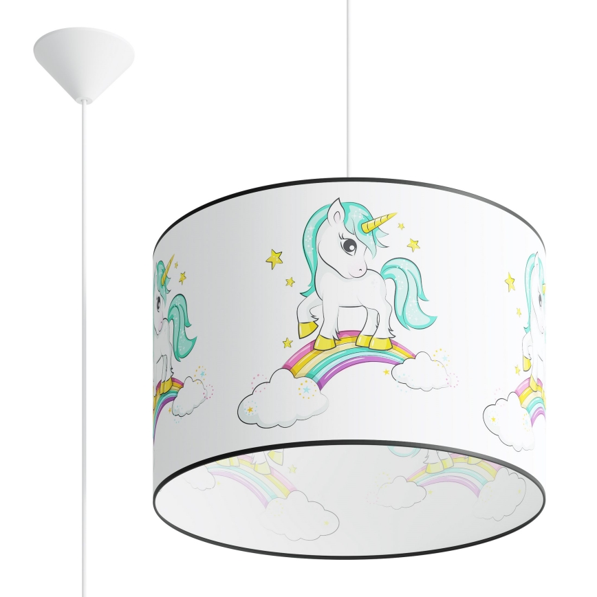 Dětský lustr na lanku UNICORN 1xE27/15W/230V pr. 40 cm jednorožec