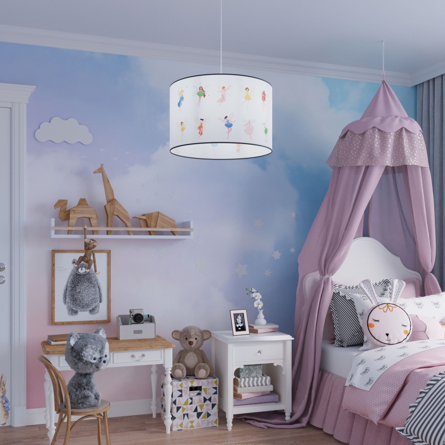 Dětský lustr na lanku FAIRY 1xE27/15W/230V pr. 40 cm víla