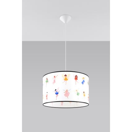 Dětský lustr na lanku FAIRY 1xE27/15W/230V pr. 40 cm víla