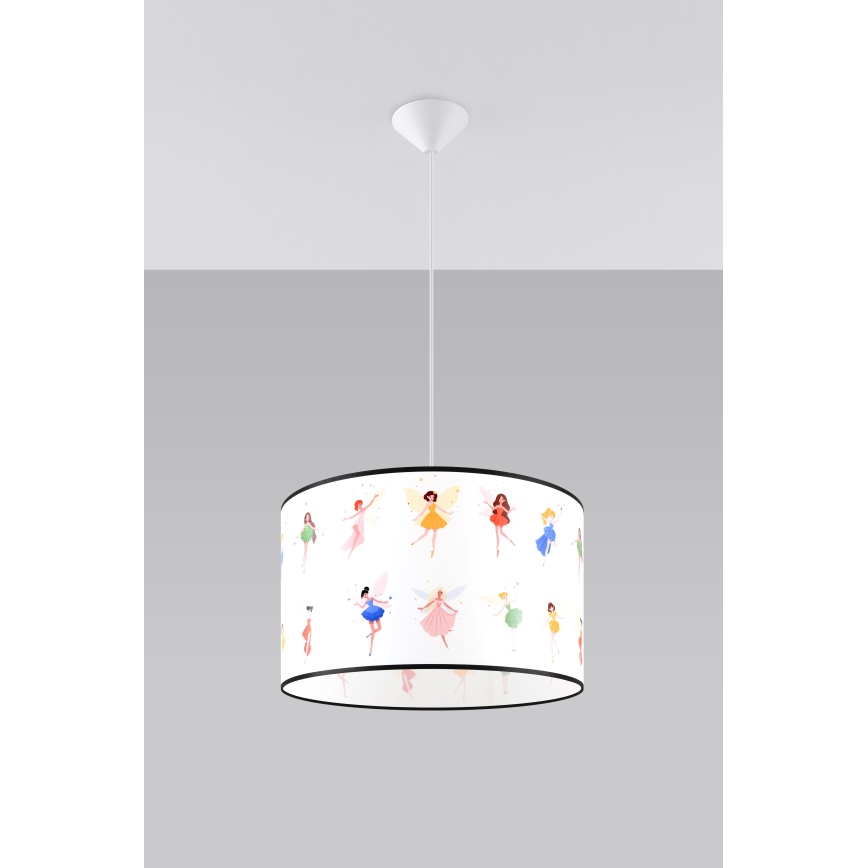 Dětský lustr na lanku FAIRY 1xE27/15W/230V pr. 40 cm víla