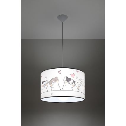Dětský lustr na lanku CAT 1xE27/15W/230V pr. 40 cm kočka