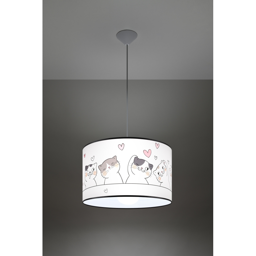 Dětský lustr na lanku CAT 1xE27/15W/230V pr. 40 cm kočka
