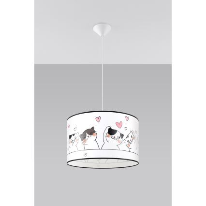 Dětský lustr na lanku CAT 1xE27/15W/230V pr. 40 cm kočka