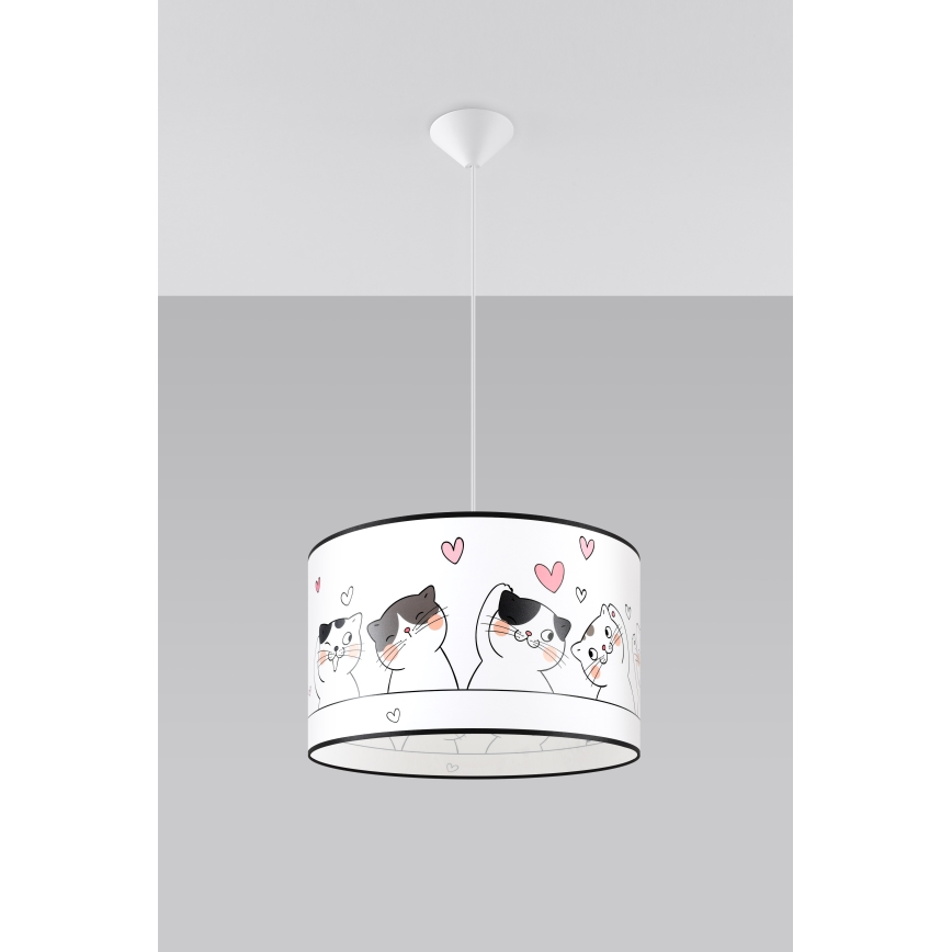 Dětský lustr na lanku CAT 1xE27/15W/230V pr. 40 cm kočka