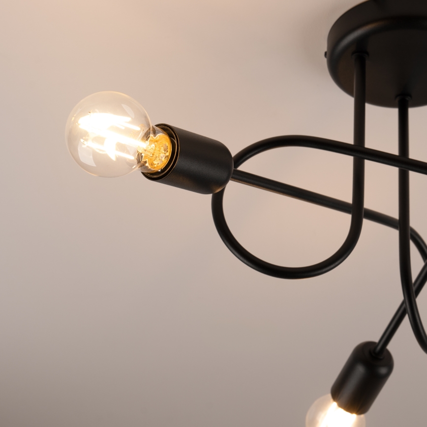 Přisazený lustr LOOP 3xE27/15W/230V černá