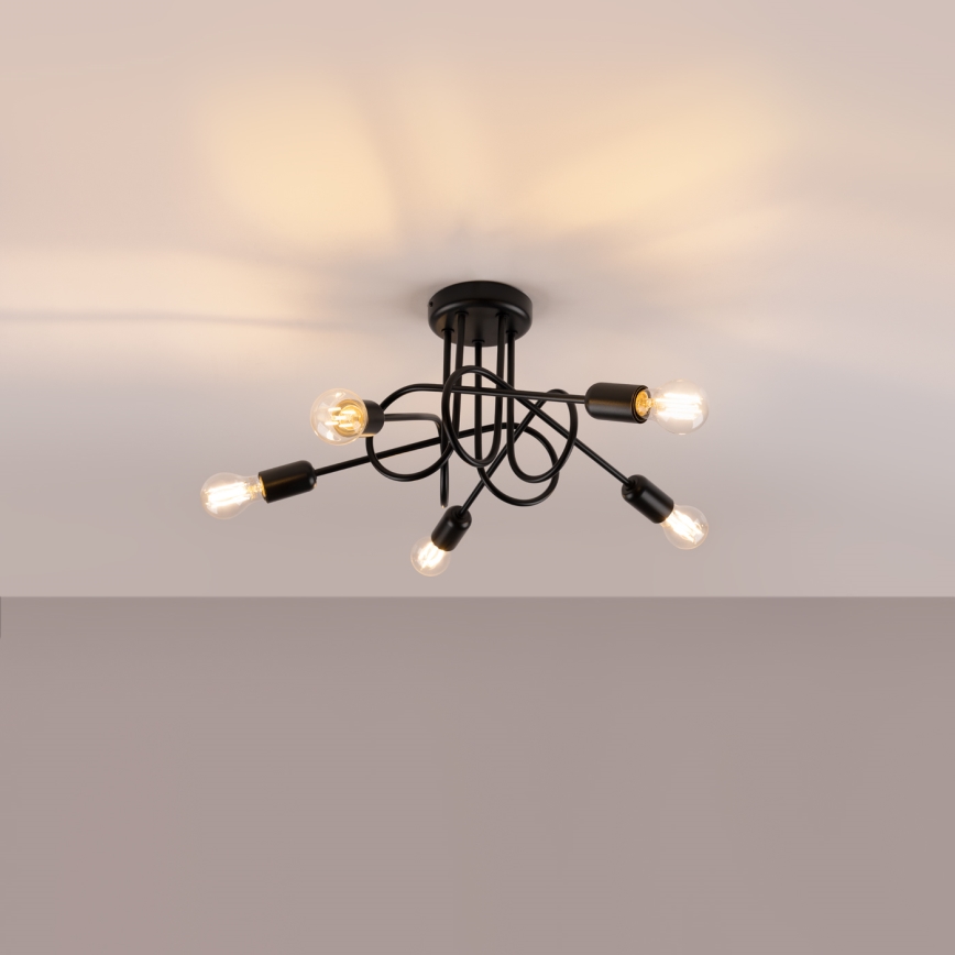 Přisazený lustr LOOP 5xE27/15W/230V černá