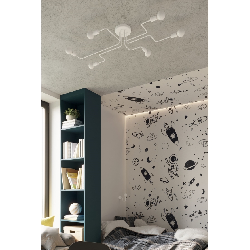 Přisazený lustr VECTOR 6xE27/15W/230V bílá