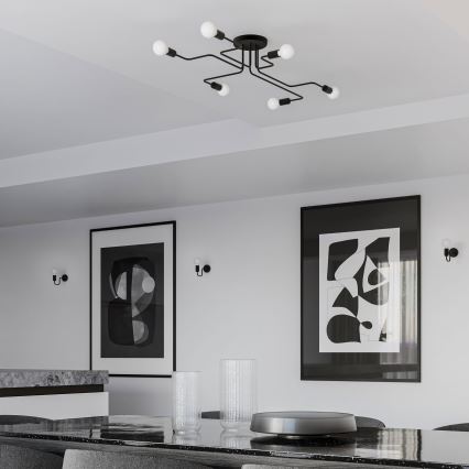 Přisazený lustr VECTOR 6xE27/15W/230V černá