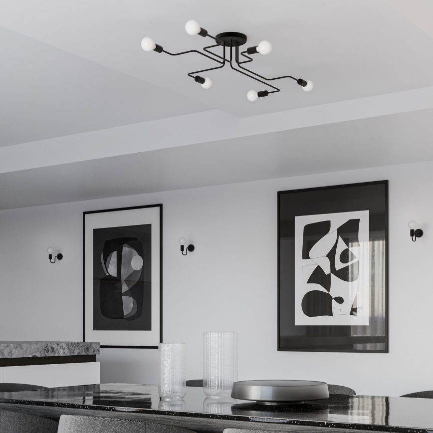 Přisazený lustr VECTOR 6xE27/15W/230V černá