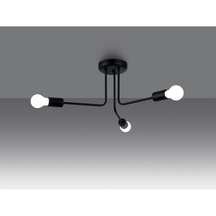 Lustr na tyči NORAH 3xE27/15W/230V černá