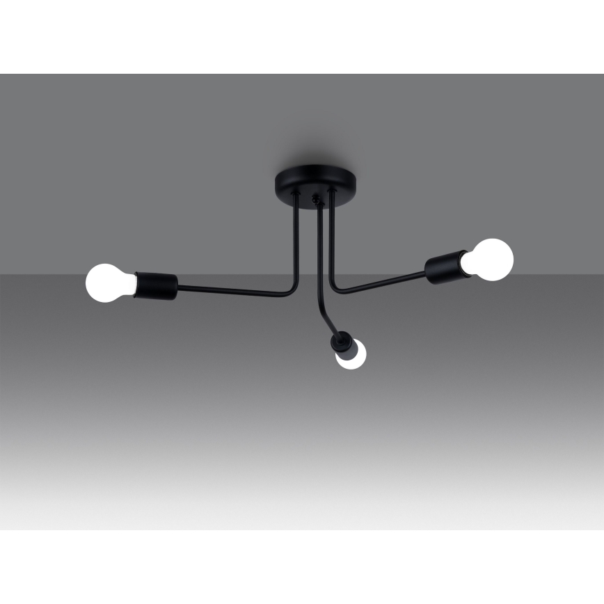 Lustr na tyči NORAH 3xE27/15W/230V černá
