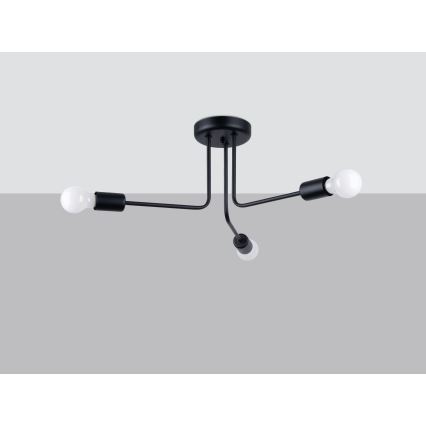 Lustr na tyči NORAH 3xE27/15W/230V černá