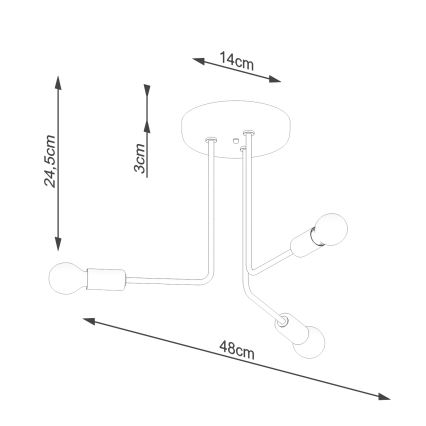 Lustr na tyči NORAH 3xE27/15W/230V černá