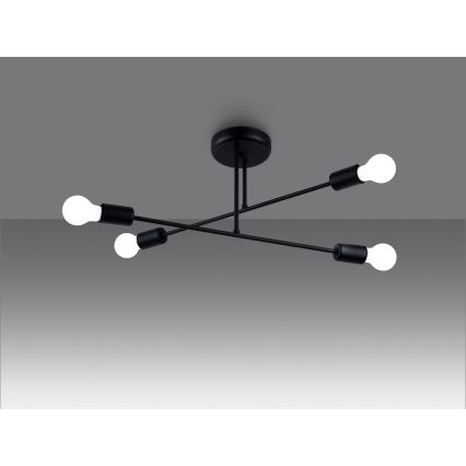 Lustr na tyči NORAH 4xE27/15W/230V černá