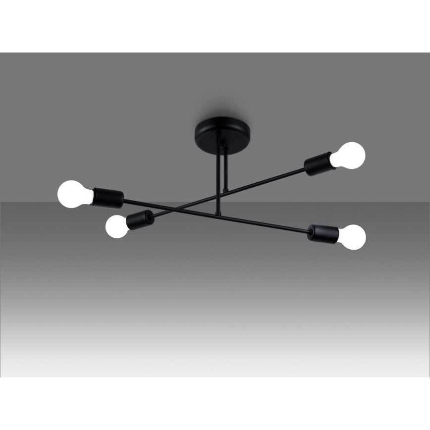 Lustr na tyči NORAH 4xE27/15W/230V černá