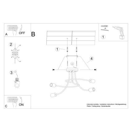 Lustr na tyči LEVAR 4xE27/15W/230V černá