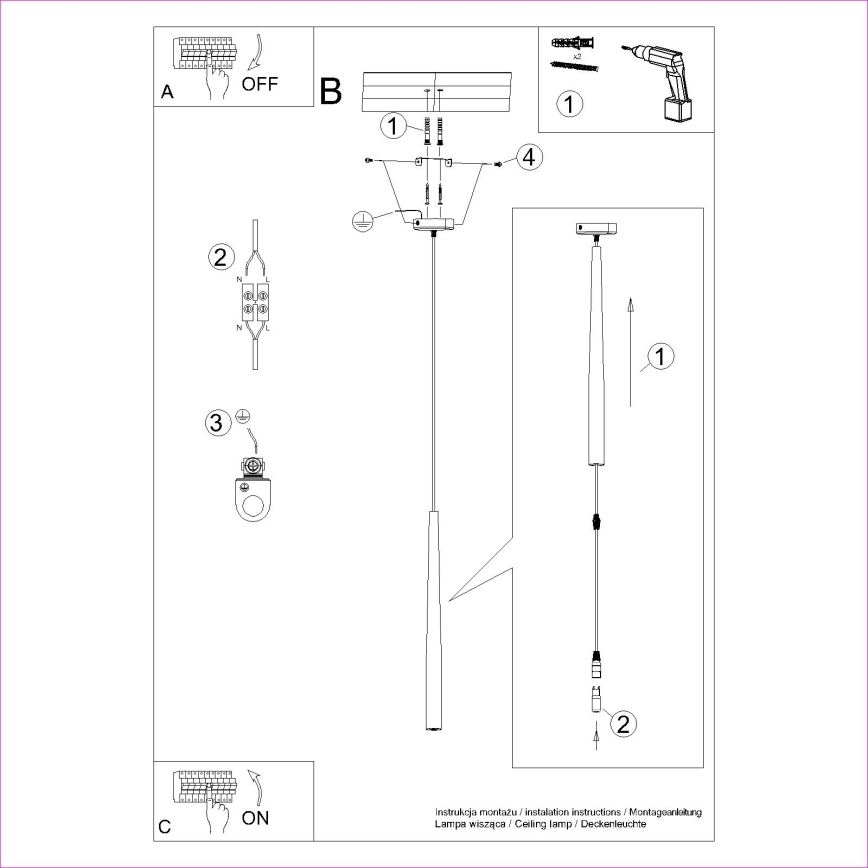 Lustr na lanku BLISS 1xG9/8W/230V černá