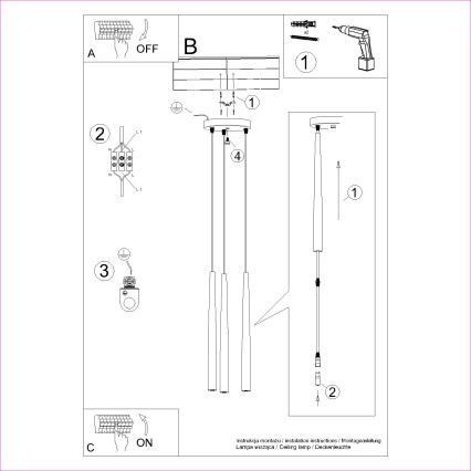 Lustr na lanku BLISS 3xG9/8W/230V černá