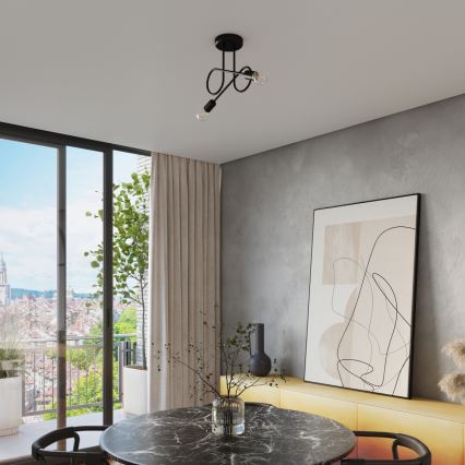 Přisazený lustr LOOP 2xE27/15W/230V černá