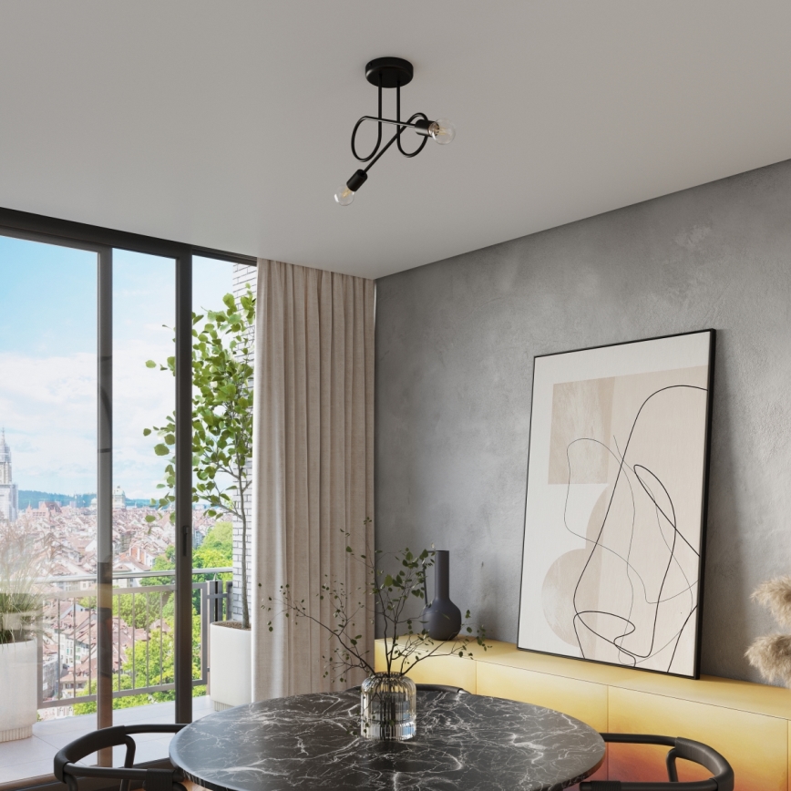 Přisazený lustr LOOP 2xE27/15W/230V černá