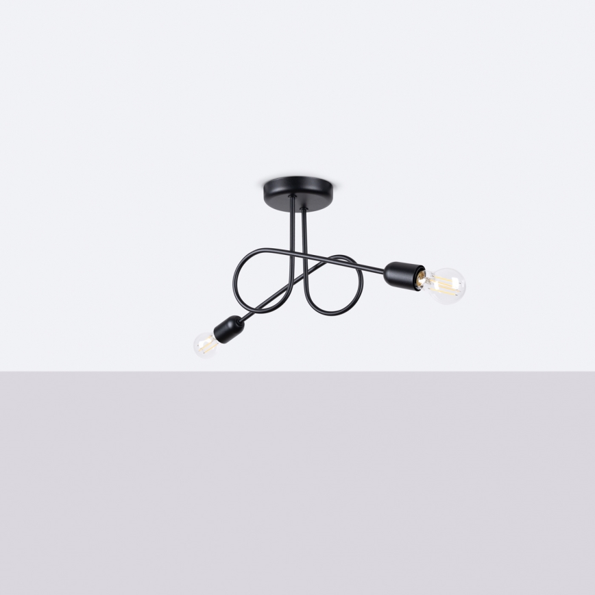Přisazený lustr LOOP 2xE27/15W/230V černá