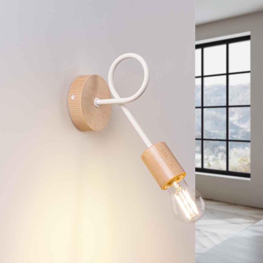 Nástěnná lampa EMBER 1xE27/15W/230V bílá/béžová/buk