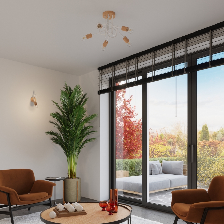 Nástěnná lampa EMBER 1xE27/15W/230V bílá/béžová/buk
