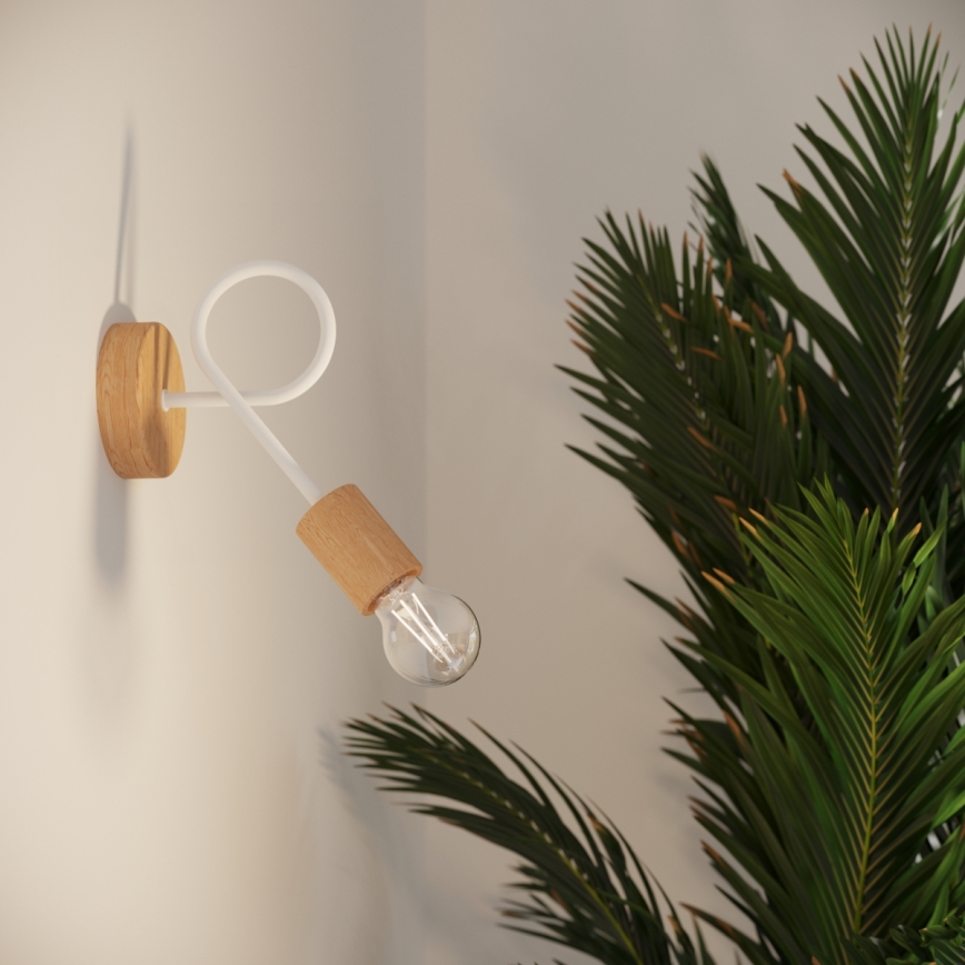 Nástěnná lampa EMBER 1xE27/15W/230V bílá/béžová/buk