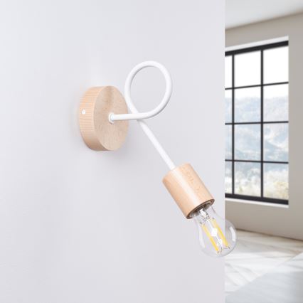 Nástěnná lampa EMBER 1xE27/15W/230V bílá/béžová/buk