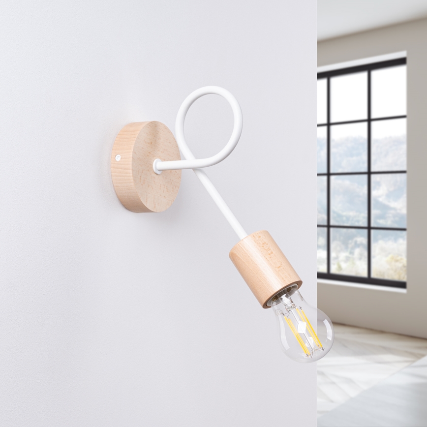 Nástěnná lampa EMBER 1xE27/15W/230V bílá/béžová/buk