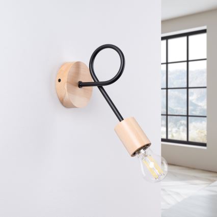 Nástěnná lampa EMBER 1xE27/15W/230V černá/béžová/buk