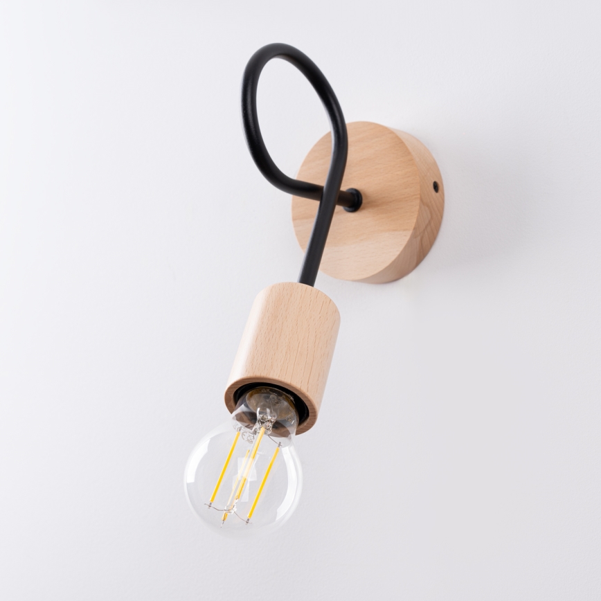 Nástěnná lampa EMBER 1xE27/15W/230V černá/béžová/buk