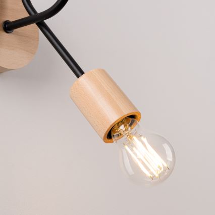 Nástěnná lampa EMBER 1xE27/15W/230V černá/béžová/buk