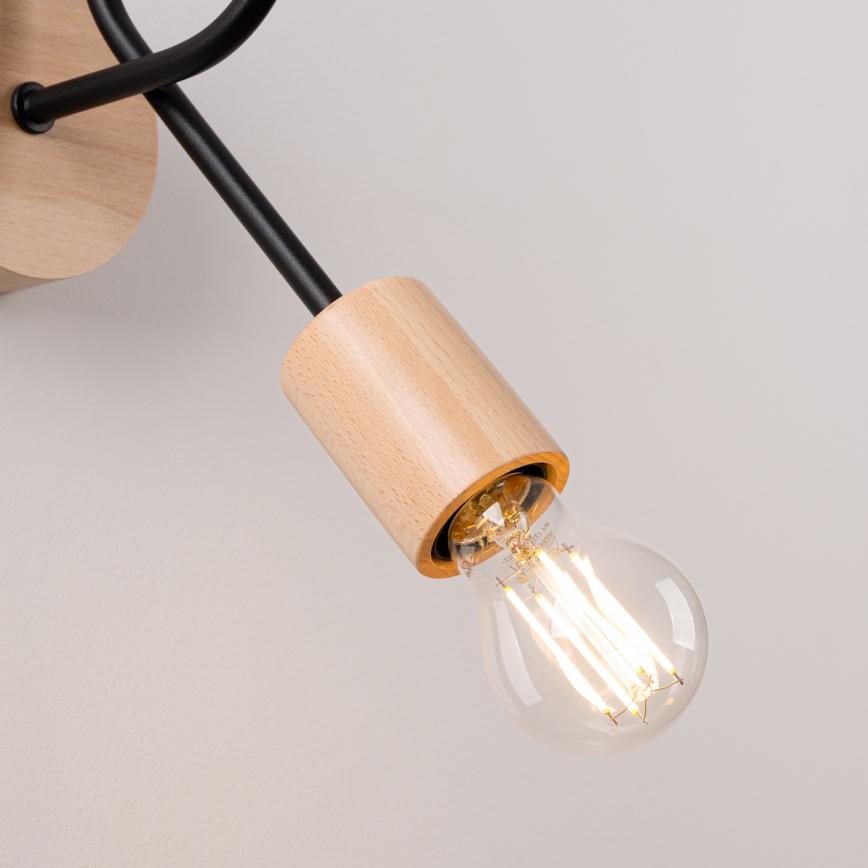 Nástěnná lampa EMBER 1xE27/15W/230V černá/béžová/buk