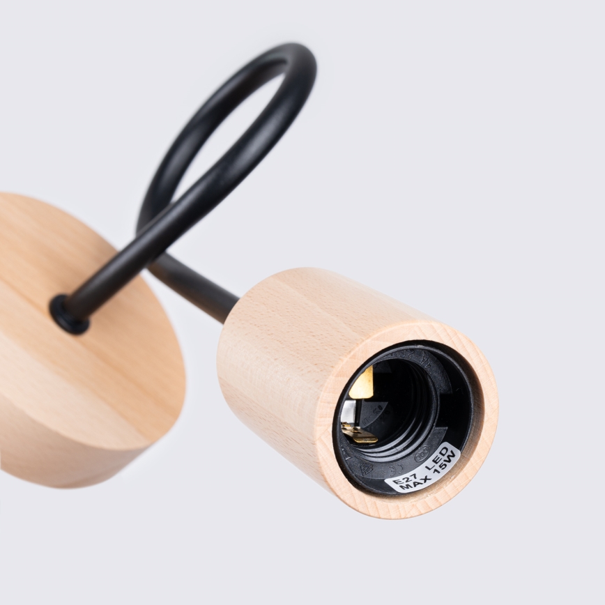 Nástěnná lampa EMBER 1xE27/15W/230V černá/béžová/buk