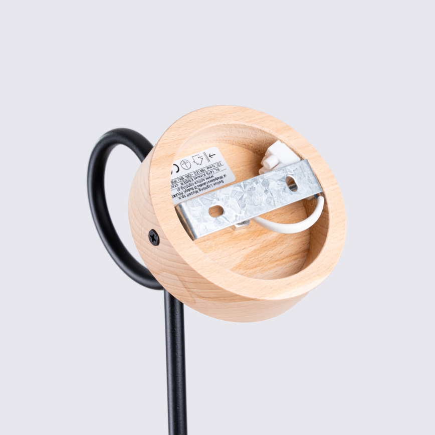 Nástěnná lampa EMBER 1xE27/15W/230V černá/béžová/buk