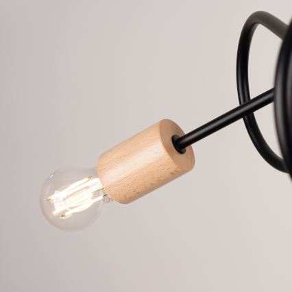 Přisazený lustr EMBER 3xE27/15W/230V černá/béžová/buk
