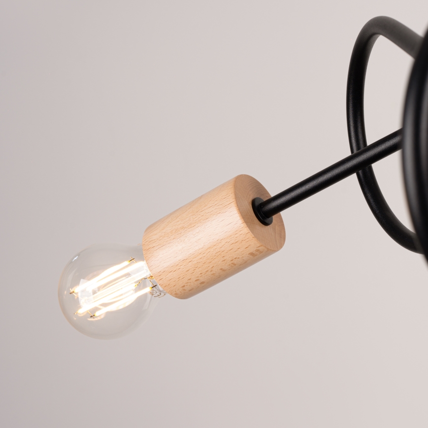 Přisazený lustr EMBER 3xE27/15W/230V černá/béžová/buk