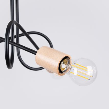 Přisazený lustr EMBER 3xE27/15W/230V černá/béžová/buk